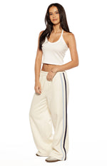 Leya White Contrast Stripe Pants Image