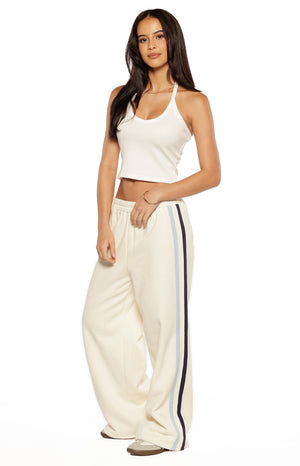 Leya White Contrast Stripe Pants