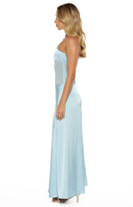 Lidia Blue Wrap Front Maxi Dress