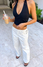 Lila Off White Buckle Pants Image