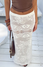 Lillie White Crochet Lace Maxi Skirt
