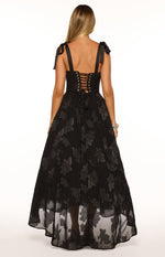 Lily Black Tie Shoulder Formal Maxi Dress Image