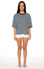Lioness Bloom Short Sleeve Top Navy Sea Stripe Image