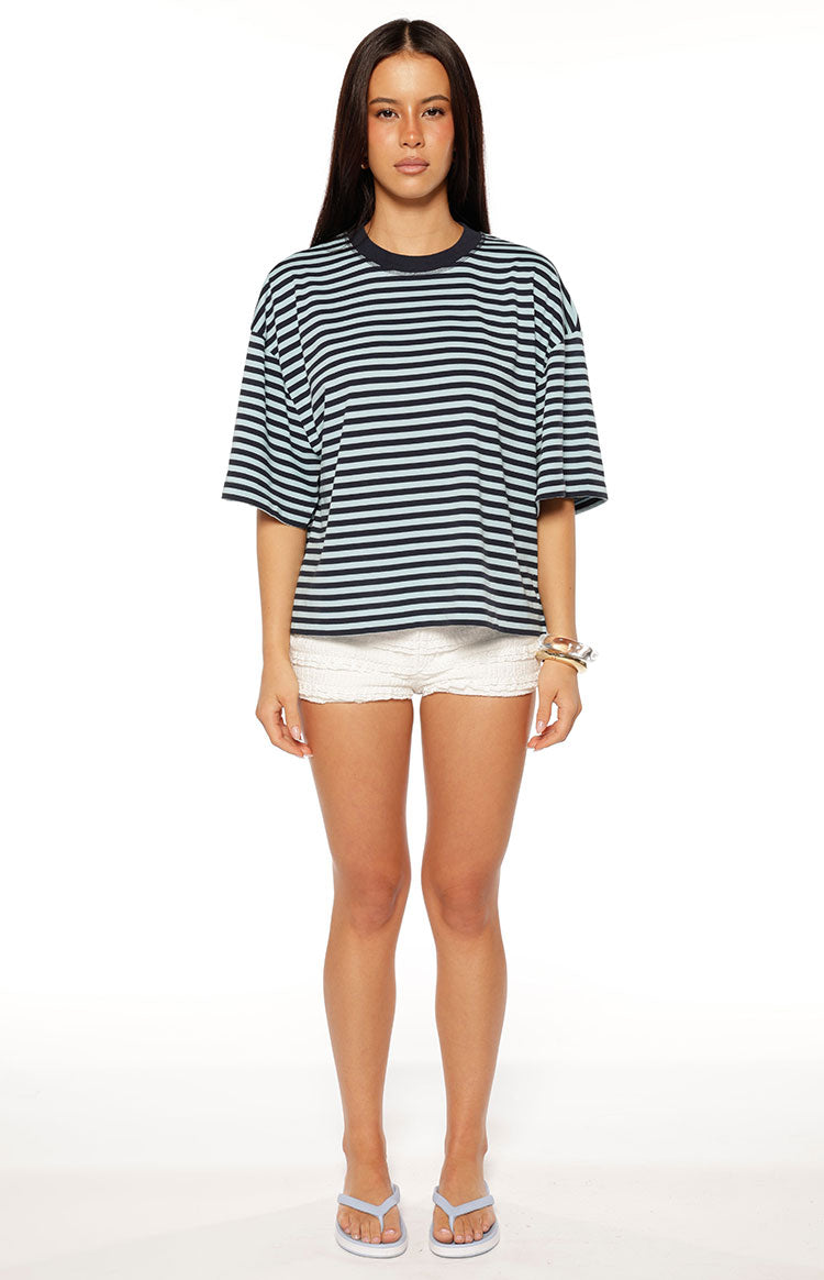 Lioness Bloom Short Sleeve Top Navy Sea Stripe Image