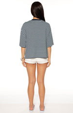 Lioness Bloom Short Sleeve Top Navy Sea Stripe Image