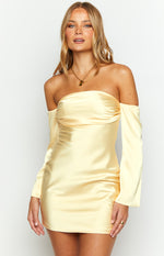 Lita Yellow Satin Mini Dress Image