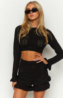 Lorri White Knit Ruffle Shorts – Beginning Boutique