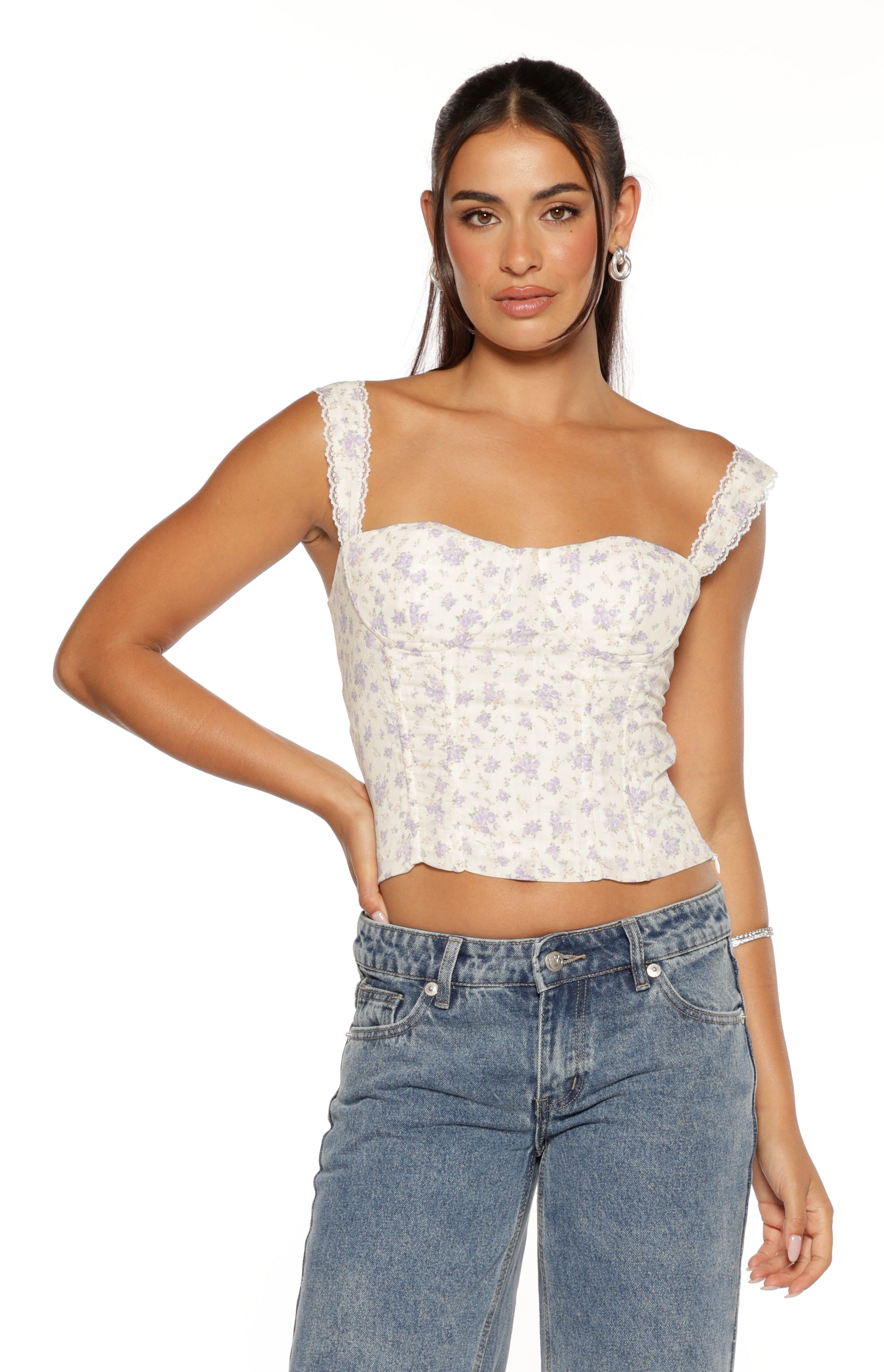 Louis Purple Floral Corset Top Image