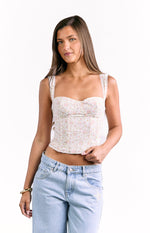 Louis White Floral Corset Top Image