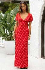 Lovella Red Polka Dot Maxi Dress Image