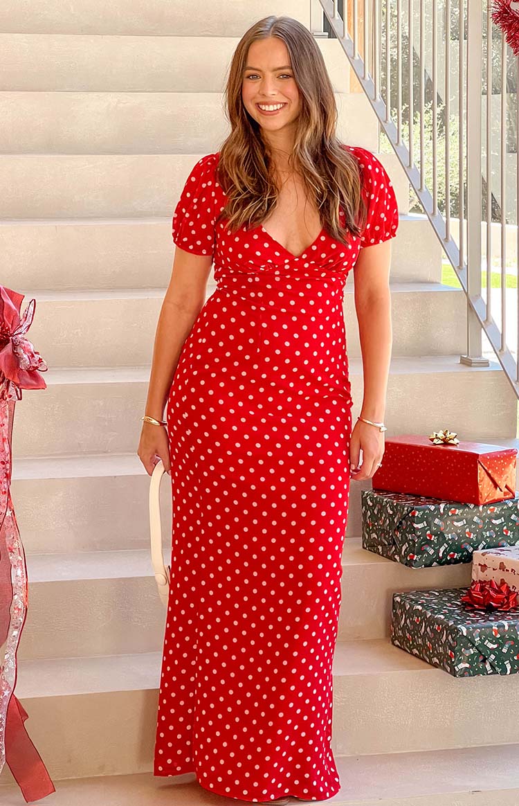 Lovella Red Polka Dot Maxi Dress Lovella Red Polka Dot Maxi Dress