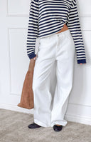 Beginning Boutique Lovers Lane White Denim Heart Pocket Slouchy Jeans white denim slouchy wide-leg jeans with heart-shaped ba