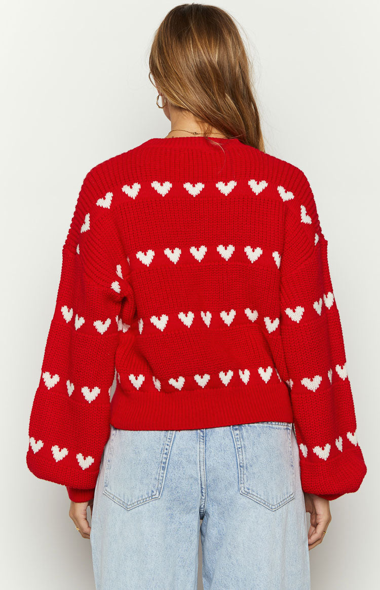 Lovey White Heart Stripe Jumper Image