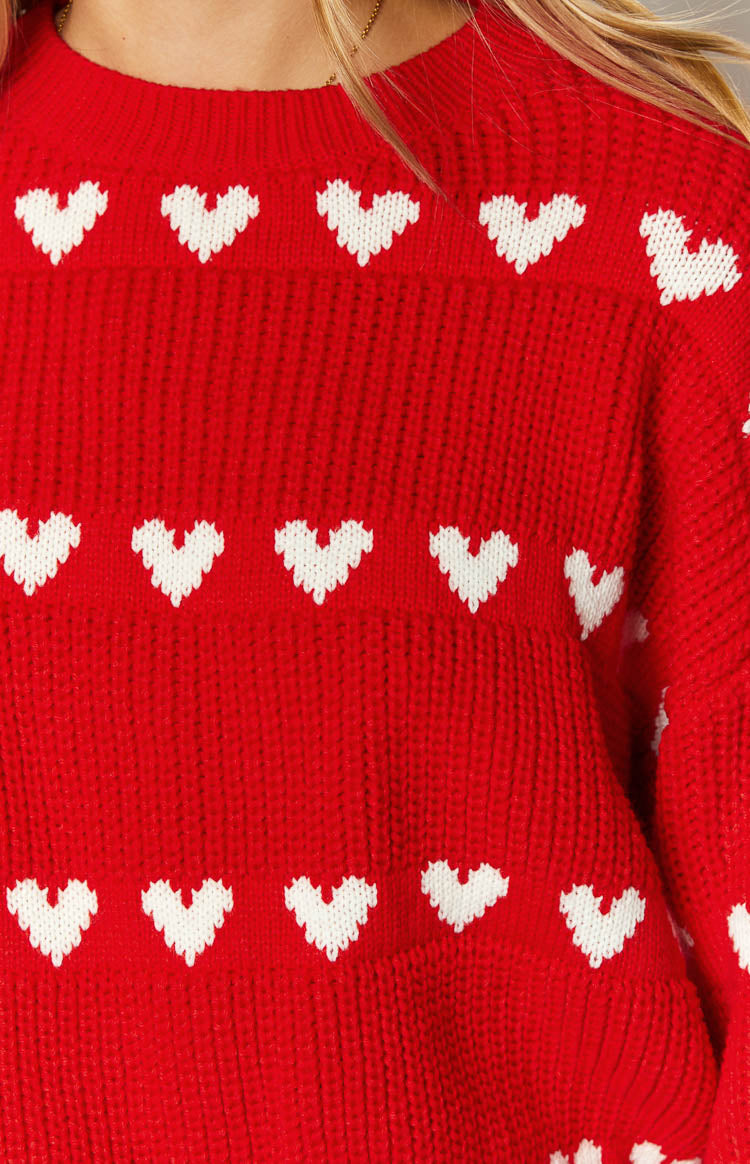 Lovey White Heart Stripe Jumper Image