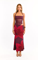 Lucinda Purple Floral Cut Out Maxi Dress Image