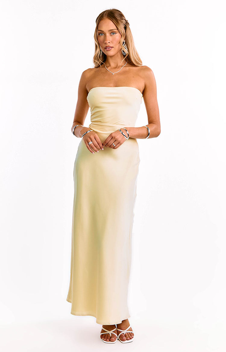 Maddix Yellow Strapless Formal Maxi Dress Image