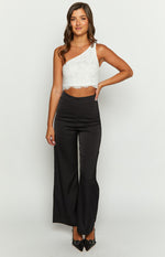 Maggie One Shoulder White Lace Crop Top Image