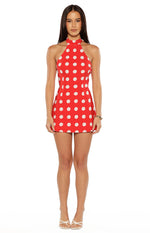 Maia Red Spot Halter Neck Mini Dress Image