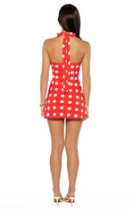 Maia Red Spot Halter Neck Mini Dress Image
