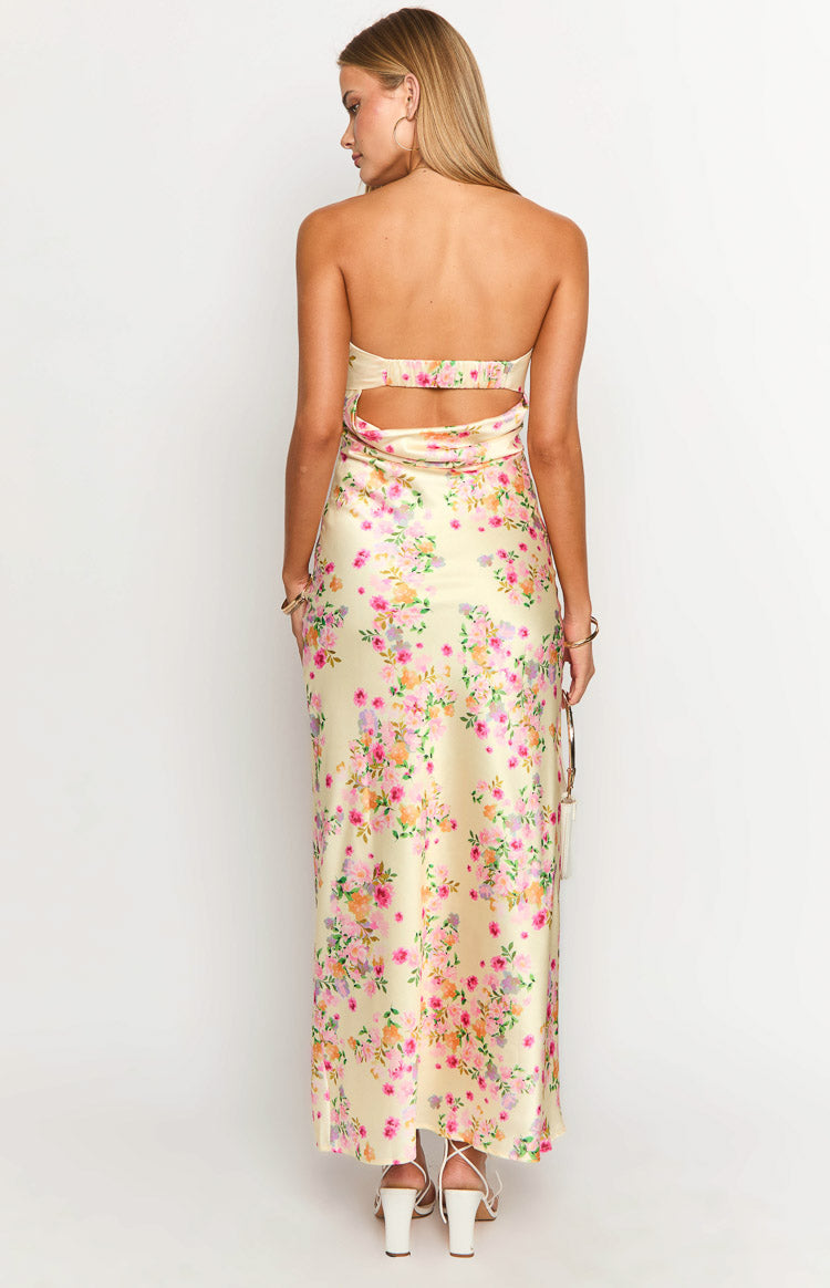 Maiah Yellow Bloom Maxi Dress | Beginning Boutique AU
