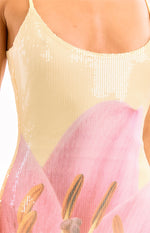 Marchelle Yellow Floral Sequin Maxi Dress Image