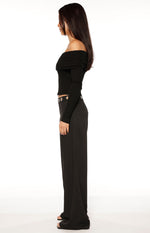 Marlin Black Off Shoulder Long Sleeve Top Image