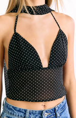 Maye Black Polka Dot Top Image