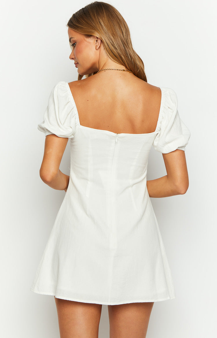 Maysen White Cap Sleeve Mini Dress – Beginning Boutique