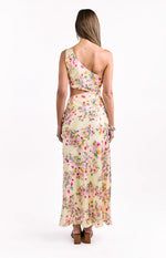 Mellick Yellow Bloom Satin Maxi Dress Image