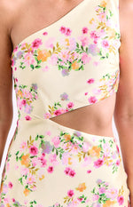 Mellick Yellow Bloom Satin Maxi Dress Image