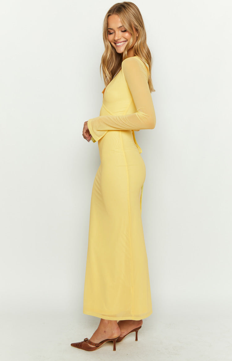Wild Pony Yellow And Black Maxi Collar Dress main image 1
