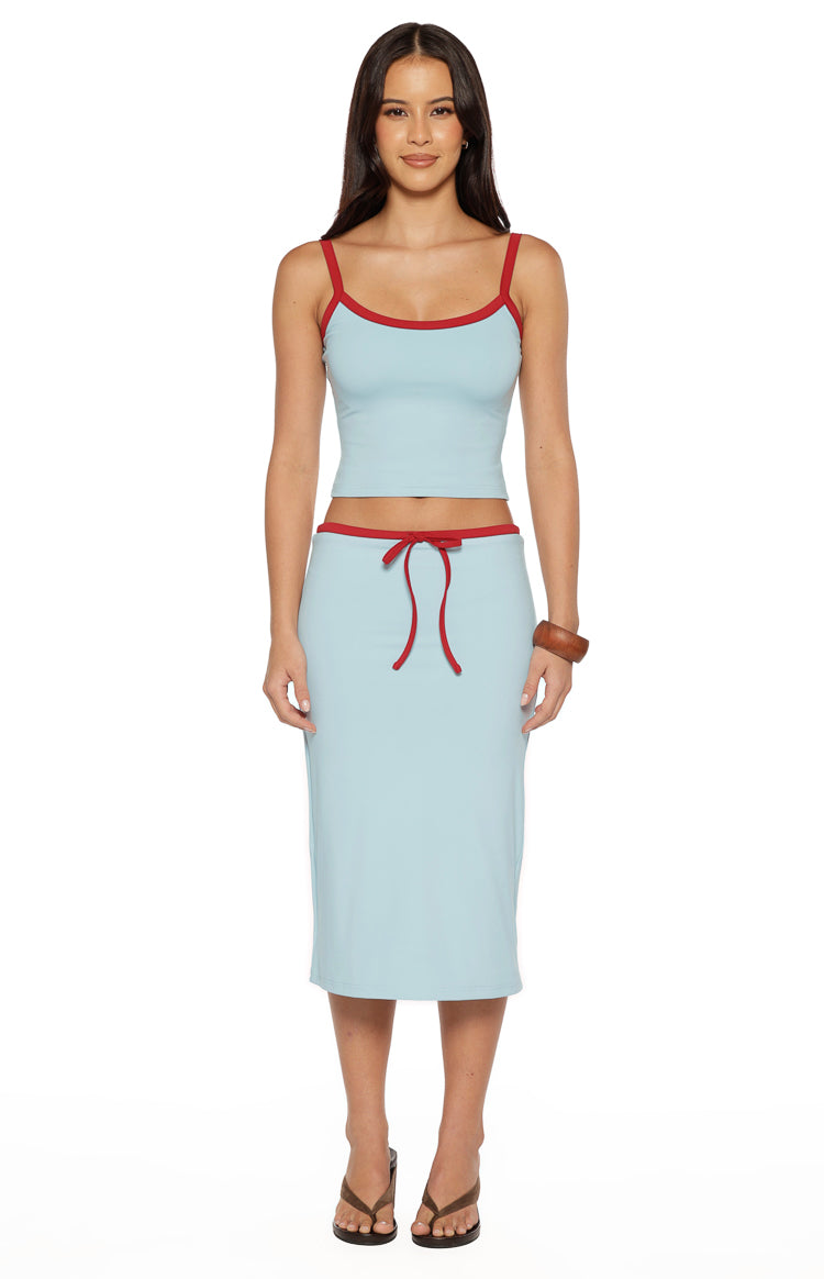 Myles Blue Strappy Tank Top Image