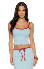 Myles Blue Strappy Tank Top Image