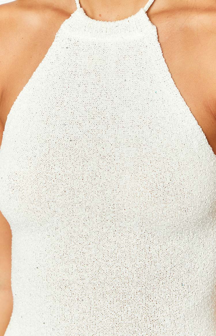 Myra White Knit Mini Dress Image