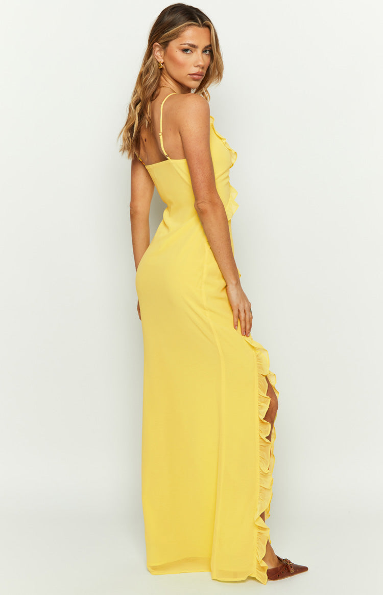Nahanee Yellow Ruffle Maxi Dress | Beginning Boutique AU