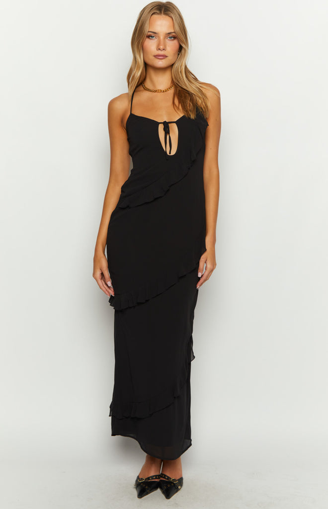 Naomi Black Chiffon Maxi Dress – Beginning Boutique