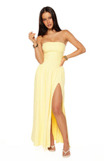 Nate Yellow Strapless Formal Maxi Dress Image
