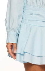 Nicolaini Light Blue Long Sleeve Mini Shirt Dress Image