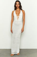 Novalie White Lace Halter Maxi Dress Image