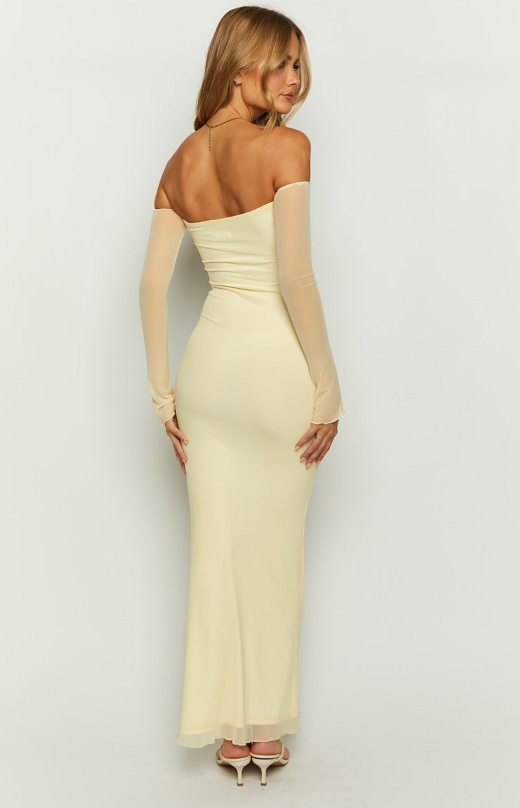 Odette Cream Long Sleeve Formal Maxi Dress Image