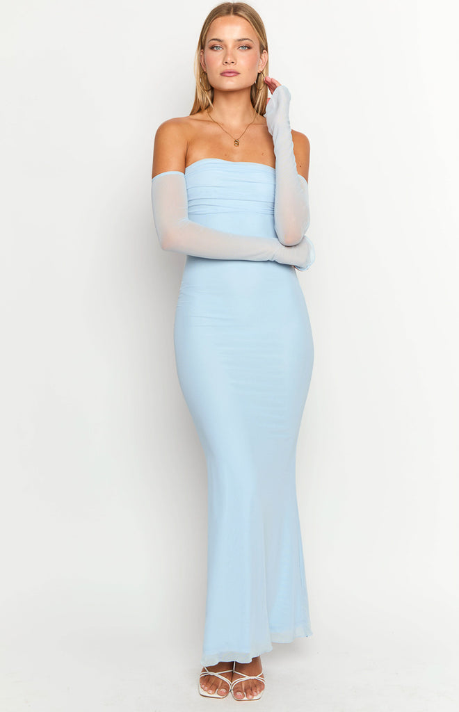 Odette Light Blue Long Sleeve Formal Maxi Dress – Beginning Boutique