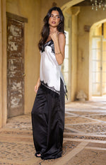 Orla Black Satin Straight Leg Pants Image
