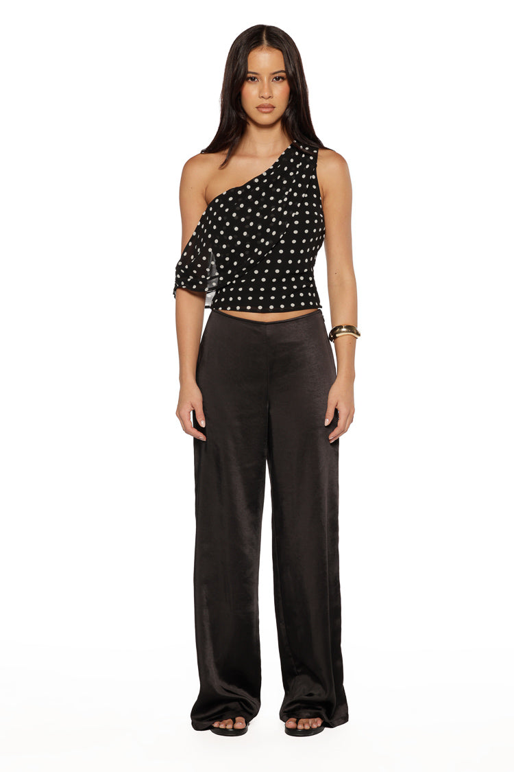 Orla Black Satin Straight Leg Pants Image