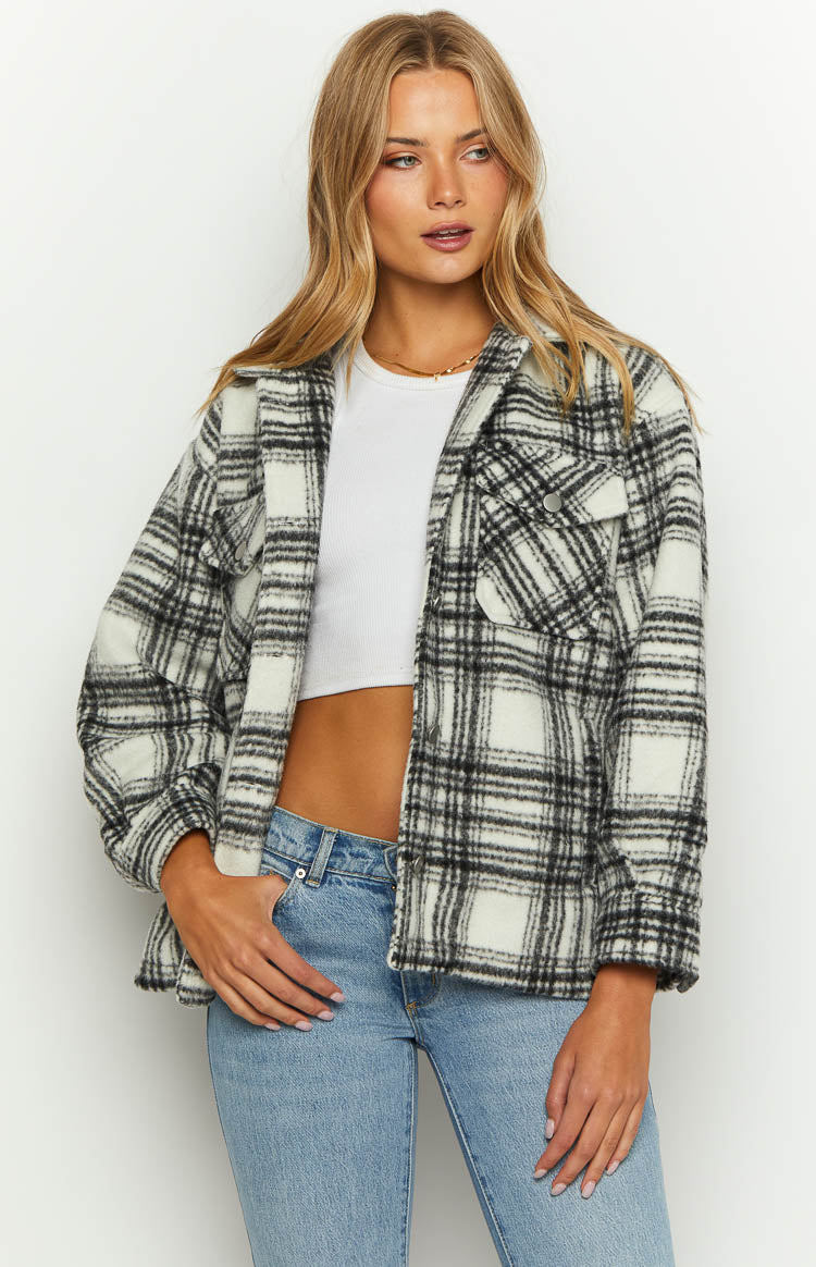 Orson Fleece Black and White Check Jacket Beginning Boutique
