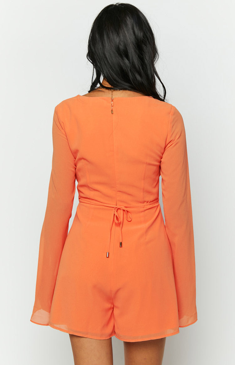 Oslo Orange Long Sleeve Playsuit Image