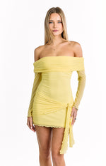 Paige Yellow Off The Shoulder Mini Dress Image