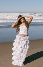 Paisley White Floral Strapless Top Image