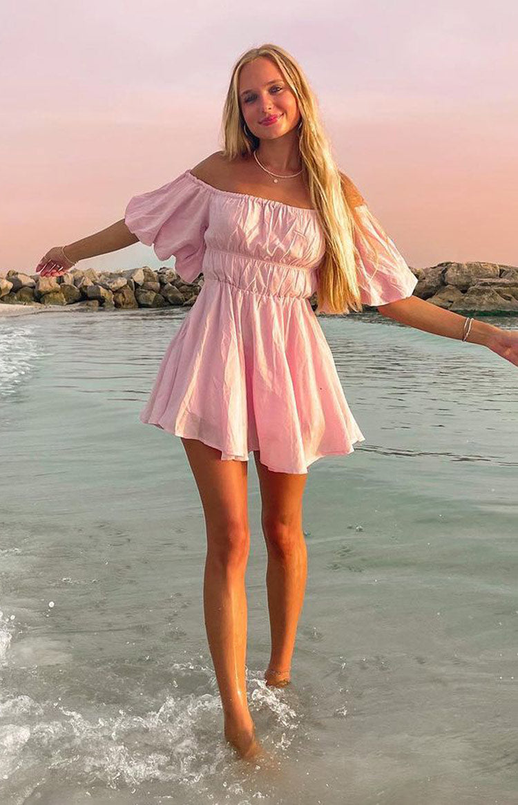 Puff sleeve dress best sale pink