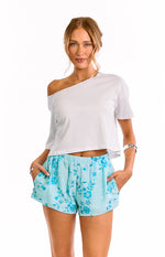 Paros Blue Beaded Mini Shorts Image