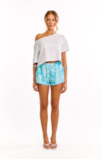 Paros Blue Beaded Mini Shorts Image
